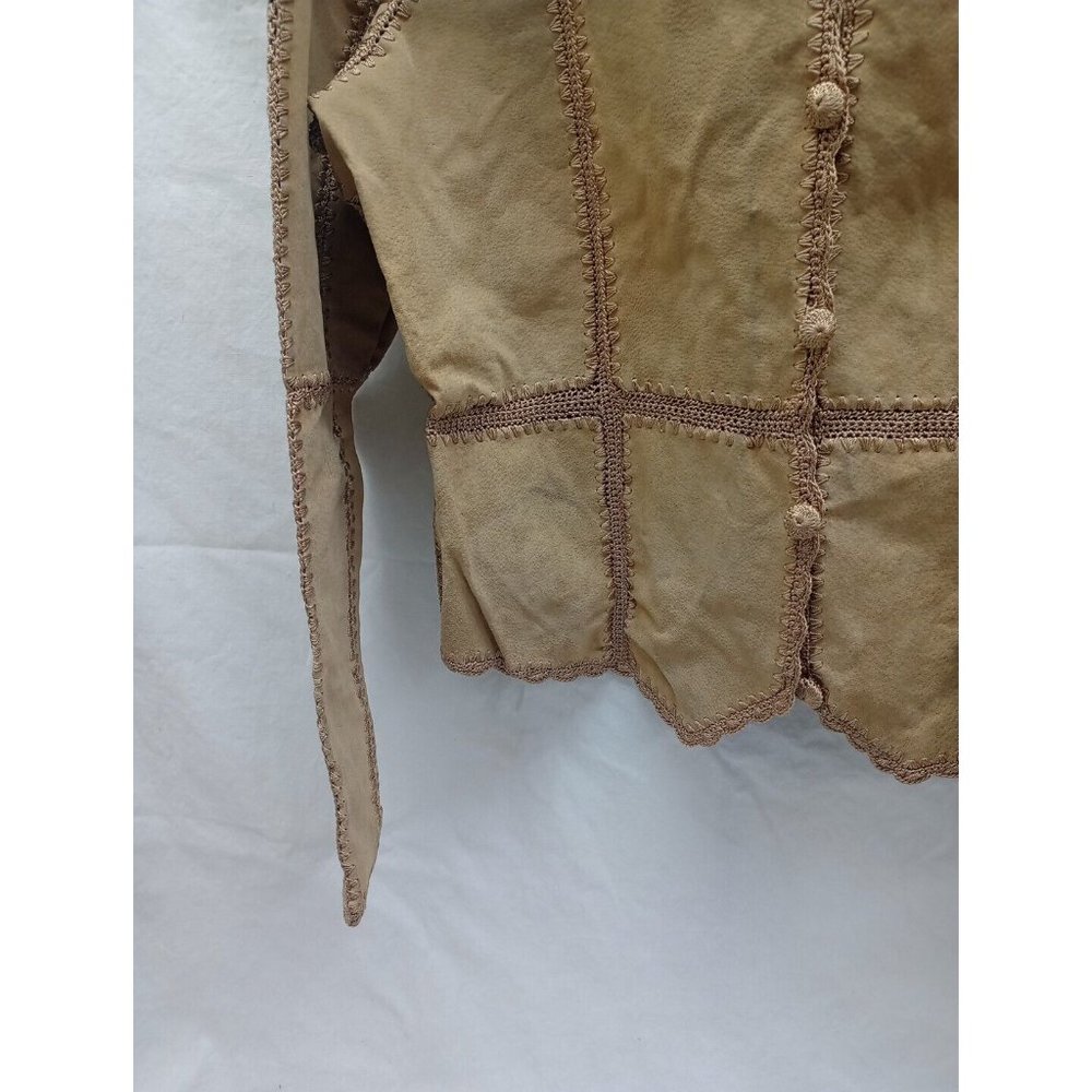 Suede Essentials Brown Patchwork Button Shirt Jac… - image 2